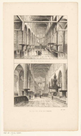 Interior of the Old and New Church in Amsterdam, Johannes Hilverdink (possibly), Ruurt de Vries (possibly), 1844 Canvas Print