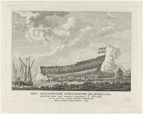 Warship Hercules runs off, 1782, Johannes Schoenmakers, 1782 Canvas Print