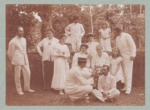 Group portrait of Europeans in the tropics, dressed in white., Frits Freerks Fontein Fz. (attributed to), c. 1910 Canvas Print