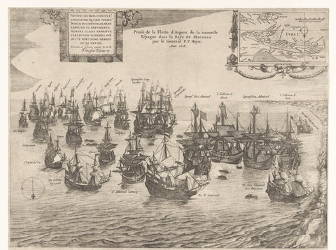 Conquest of the treasure fleet in the Bay of Matanzas by Admiral Piet Heyn, 1628, anonymous, 1628 - 1636 Canvas Print