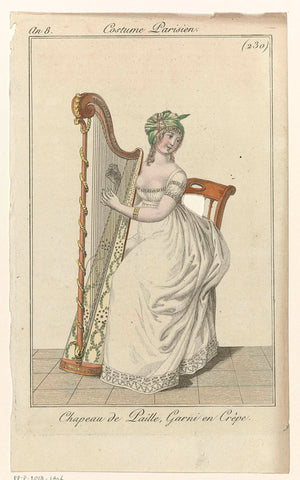 Journal des Dames et des Modes, Costume Parisien, 14 July 1800, Year 8 (230) : Chapeau de Paill (...), anonymous, 1800 Canvas Print