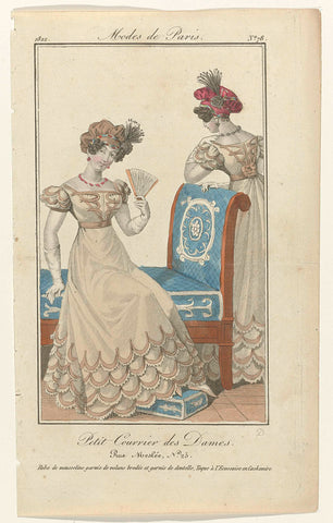 Petit Courrier des Dames, 1822, No. 78 : Robe de mousselin (...), August Delvaux, 1822 Canvas Print