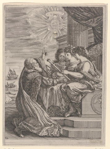 Galileo Galilei and three Muses, Stefano della Bella, 1656 Canvas Print