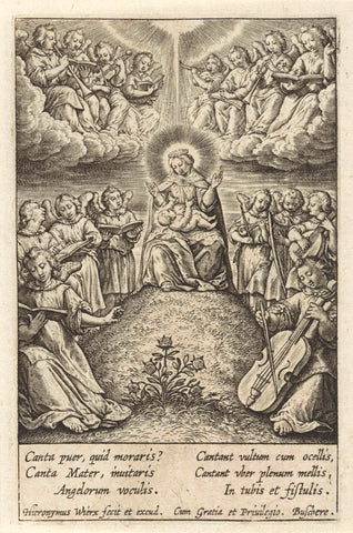 Angel choirs around the Christ Child, Hieronymus Wierix, 1563 - before 1619 Canvas Print