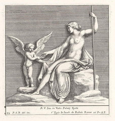 Venus en Amor, Pietro Sante Bartoli, 1645 - 1700 Canvas Print