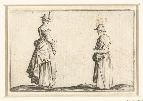 Lady and old woman, Jacques Callot, 1621 Canvas Print