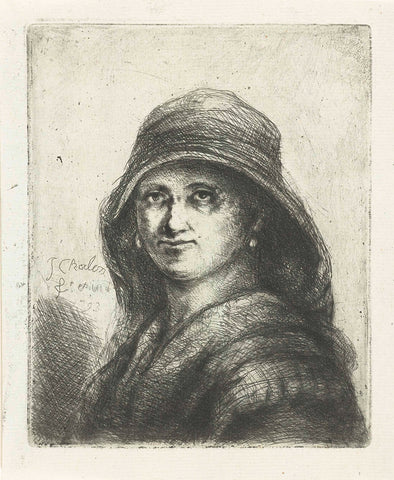 Hooded woman, Jan Chalon, 1793 Canvas Print
