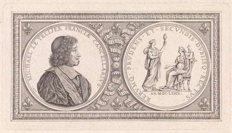 Medallion with portrait of Michel Le Tellier, Pieter van Schuppen, 1682 Canvas Print