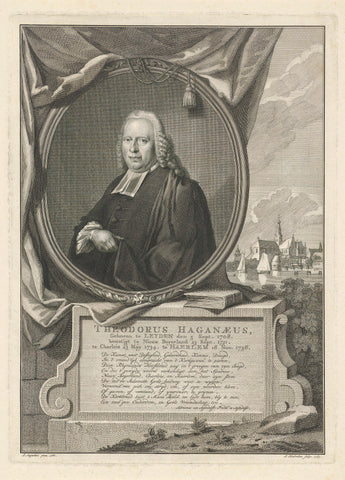 Portret van Theodorus Haganaeus, Jacob Houbraken, 1765 Canvas Print