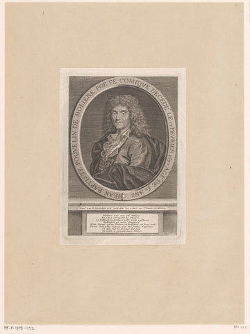 Portret van Jean Baptiste Poquelin Molière, Etienne Desrochers, c. 1726 Canvas Print