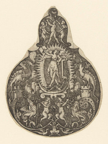 Pendant with a winged woman in the middle, anonymous, 1528 - 1583 Canvas Print