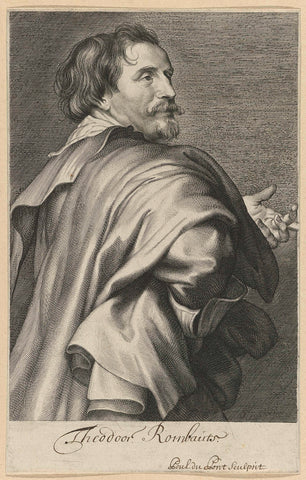 Portrait of the painter Theodoor Rombouts, Paulus Pontius, 1616 - 1657 Canvas Print