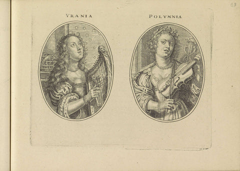 Urania and Polyhymnia, Crispijn van de Passe (II), 1640 Canvas Print