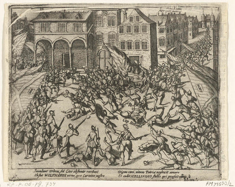 State troop defeated on dam square, 1577, anonymous, 1613 - 1615 Canvas Print