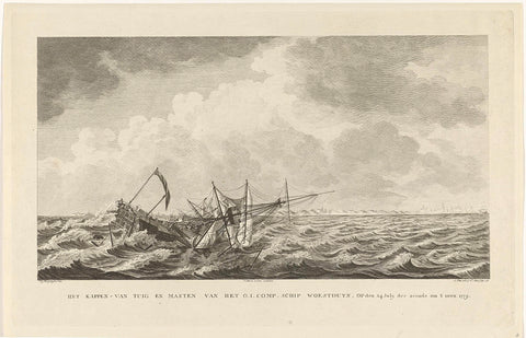 Caps of the masts of the ship Woestduin, 1779, Arend Fokke Willemsz., 1780 Canvas Print