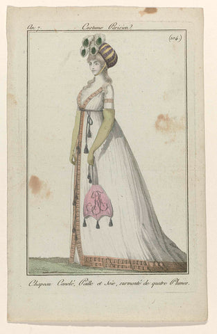 Journal des Dames et des Modes, Costume Parisien, 29 April 1799, Year 7 (104) : Chapeau Canelé (...), anonymous, 1799 Canvas Print