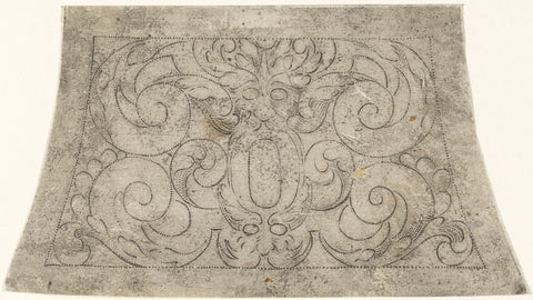 Trapezoidal ornament with mascarons and leaf vines, anonymous, c. 1500 - c. 1600 Canvas Print