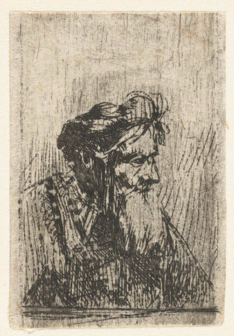 Old man with beard and turban, anonymous, 1630 - 1700 Canvas Print