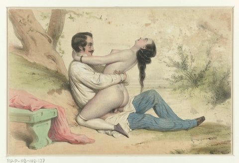 Three Couples Having Sex, anonymous, 1800 - 1900 Canvas Print