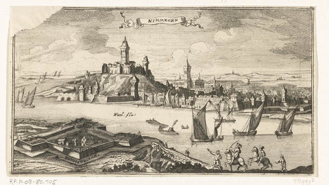 View of Nijmegen and the fort Knodsenburg, Gaspar Bouttats, 1677 - 1679 Canvas Print