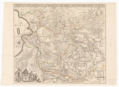 Map of Overijssel, anonymous, 1721 - 1774 Canvas Print