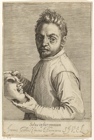 Portrait of actor Giovanni Gabrielli, Agostino Carracci, c. 1599 Canvas Print