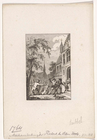 Mistreatment of reformed people at Vaals and Aachen, 1764, Reinier Vinkeles (I), 1783 - 1795 Canvas Print