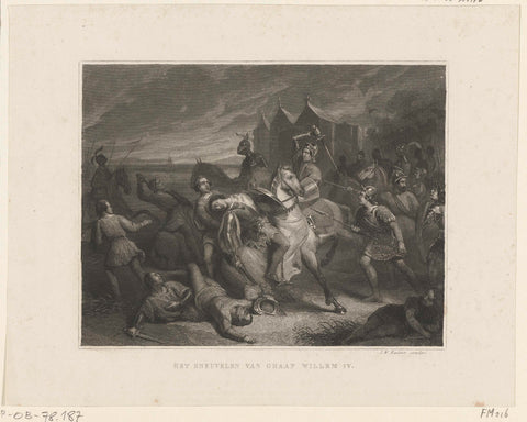 Death of Count William IV, 1345, Johann Wilhelm Kaiser (I), 1842 - 1844 Canvas Print