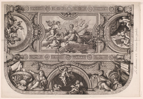 Providence and Secrecy with their symbols, Gérard Audran (attributed to), 1650 - 1703 Canvas Print