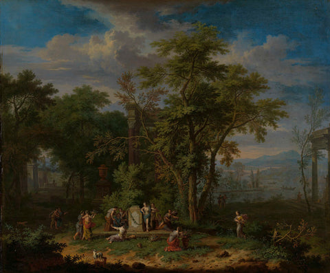 Arcadian Landscape with a Ceremonial Sacrifice, Jan van Huysum, c. 1700 - c. 1749 Canvas Print