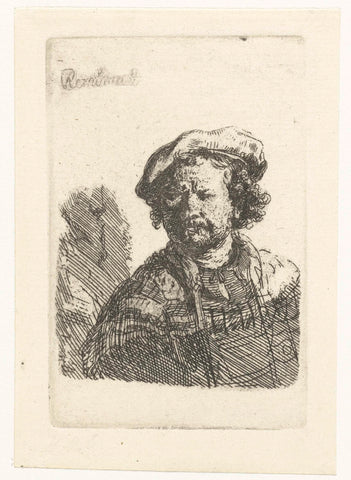 Self-portrait in a flat cap and embroidered dress, Rembrandt van Rijn, 1850 - 1906 Canvas Print