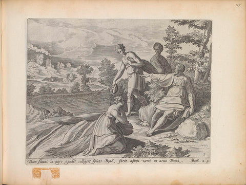 Ruth kneels before Boaz, Philips Galle, 1643 Canvas Print