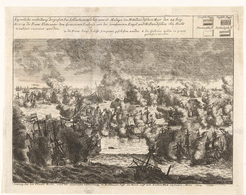 Battle of Malaga, 1704, anonymous, 1704 Canvas Print