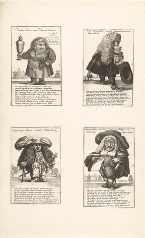 Sheet with caricatures of dwarves and the wind trade, 1720, Joost van Sassen, 1720 Canvas Print