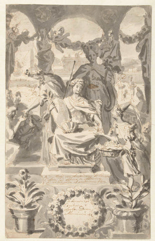 Design for title print of Horti medici Amstelodamensis rariorum (...), Philip Tidemann, 1697 Canvas Print