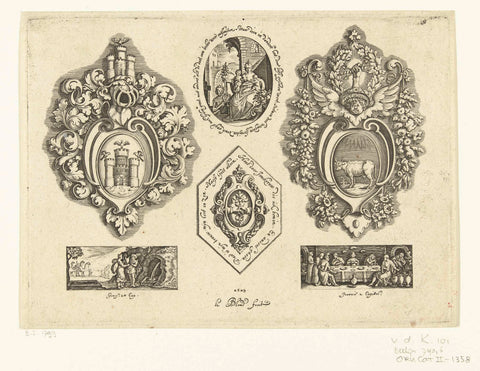 Coats of arms of Lucas van Valkenburg and of his wife, Susanna Koemans, Michiel le Blon, c. 1619 Canvas Print