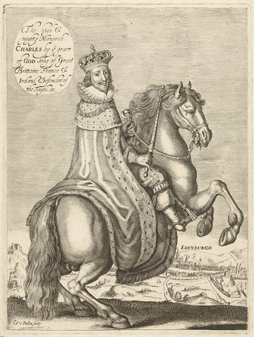 Equestrian Portrait of Charles I, King of England, Cornelis van Dalen (I), 1625 - 1665 Canvas Print