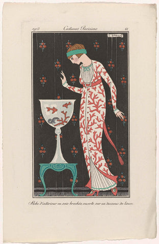 Journal des Dames et des Modes, Costumes Parisiens, 1913, No. 61 : Robe d'intérieur (...), George Barbier, 1913 Canvas Print