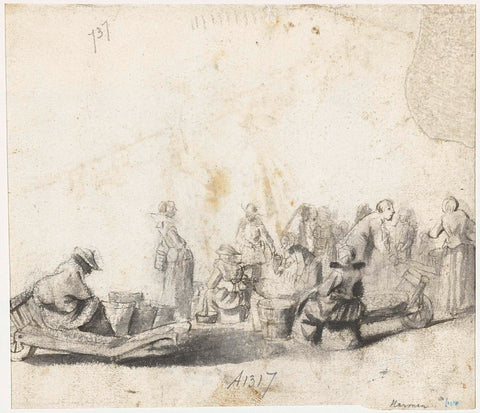 Market scene, Harmen ter Borch, c. 1651 Canvas Print