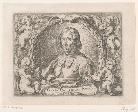 Self-portrait of Johann Wilhelm Bauer, Johann Wilhelm Baur, 1637 Canvas Print