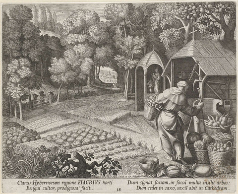 Saint Fiacrius as Hermit, Raphaël Sadeler (I), 1600 Canvas Print