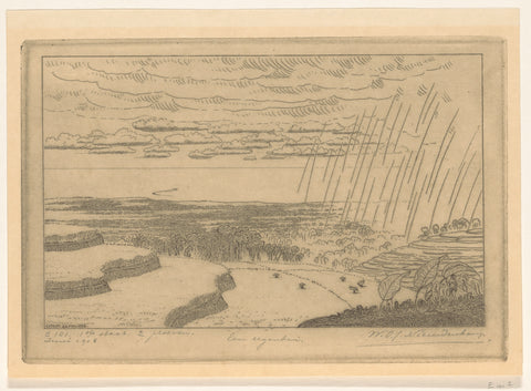 Rainfall over the rice fields at Gitgit on Bali, Wijnand Otto Jan Nieuwenkamp, 1908 Canvas Print