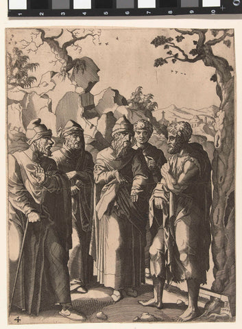 Johannes de Doper speaks with four men, Hans Liefrinck (I) (attributed to), 1553 Canvas Print