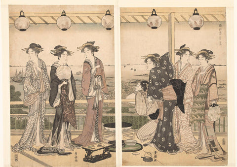 Summer scene, Toyokuni (II), Utagawa, 1785 - 1790 Canvas Print