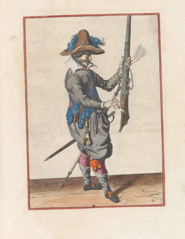 Soldier holding his musket with his left hand upright, Jacob de Gheyn (II) (workshop or), c. 1597 - 1607 Canvas Print