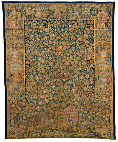 Verdure with peacocks, turkeys and deer, anonymous, c. 1600 - c. 1630 Canvas Print