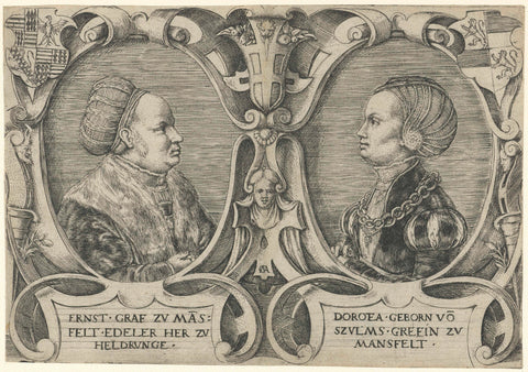 Double portrait of Count Ernst II Mansfeld zu Vorderort and of his wife Dorothea von Solms-Lich, Cornelis Massijs, c. 1550 Canvas Print