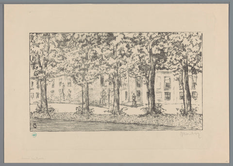 View of the platform of Paleis Huis ten Bosch between a row of trees, Simon Moulijn, 1926 Canvas Print