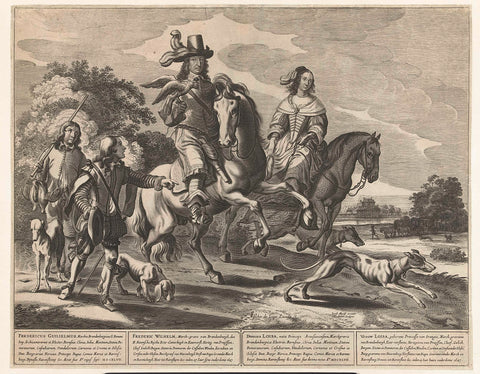 Frederick William, Elector of Brandenburg and Louise Henriëtte, Princess of Orange-Nassau During Falconry Hunting, Cornelis van Dalen (I), 1647 Canvas Print