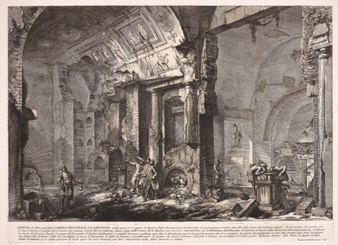 Interior tomb Arruntius family, Giovanni Battista Piranesi, c. 1756 - c. 1757 Canvas Print